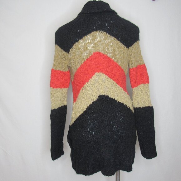 Free People Rocket High Black Stripe Boyfriend Cardigan Sweater Women's S Small - Picture 3 of 9